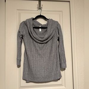 Loveappella Heather Gray Cowl Neck Sweater Size Large